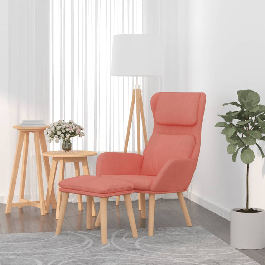 Relaxstoel Met Voetenbank Fluweel Roze