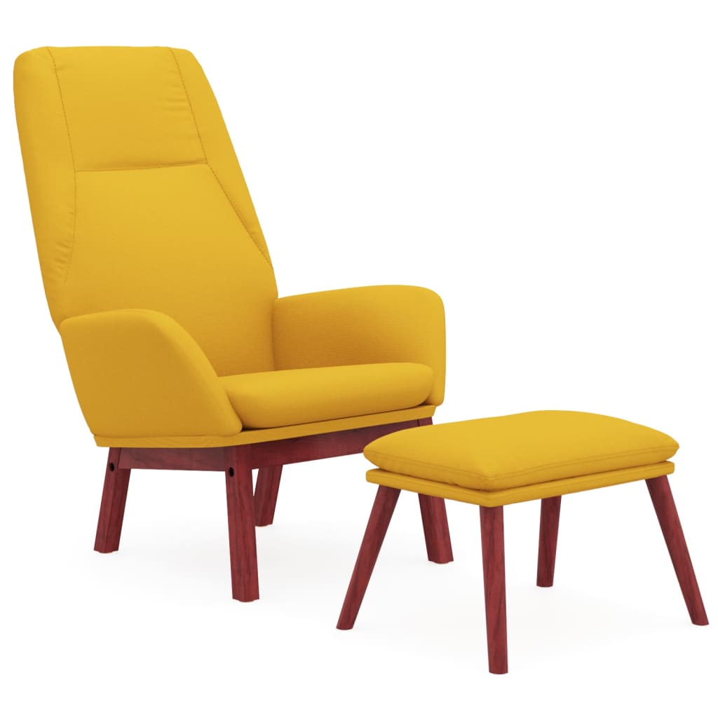 Relaxstoel met voetenbank stof mosterdgeel