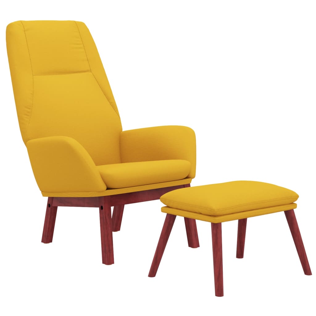 Relaxstoel met voetenbank stof mosterdgeel