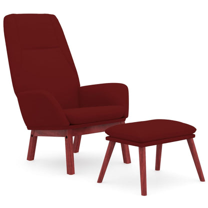 Relaxstoel met voetenbank stof wijnrood