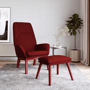 Relaxstoel met voetenbank stof wijnrood 70x77x94 cm
