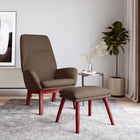 Relaxstoel met voetenbank taupe stof 70x77x94 cm