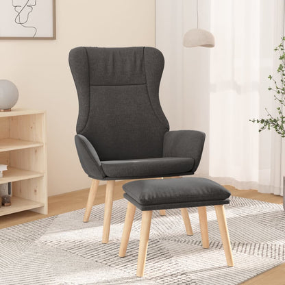 Relaxstoel met voetenbank stof donkergrijs