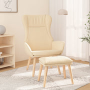 Relaxstoel met voetenbank crème stof