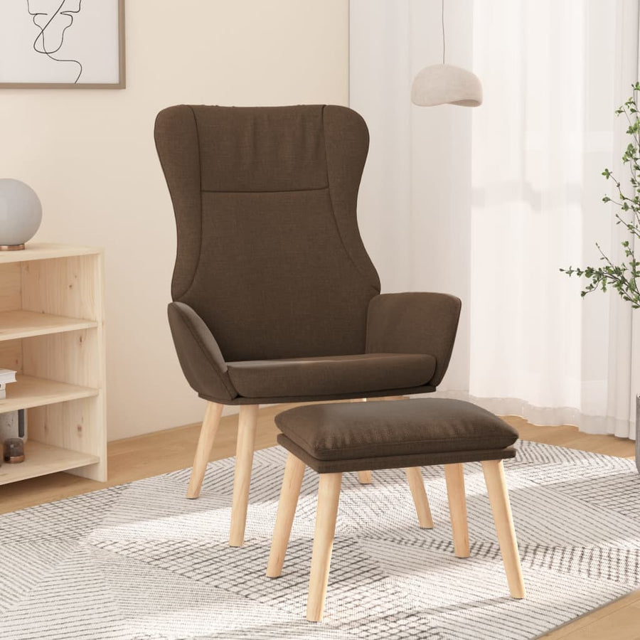 Relaxstoel met voetenbank stof bruin