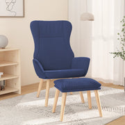 Relaxstoel met voetenbank blauw stof 70x77x94 cm