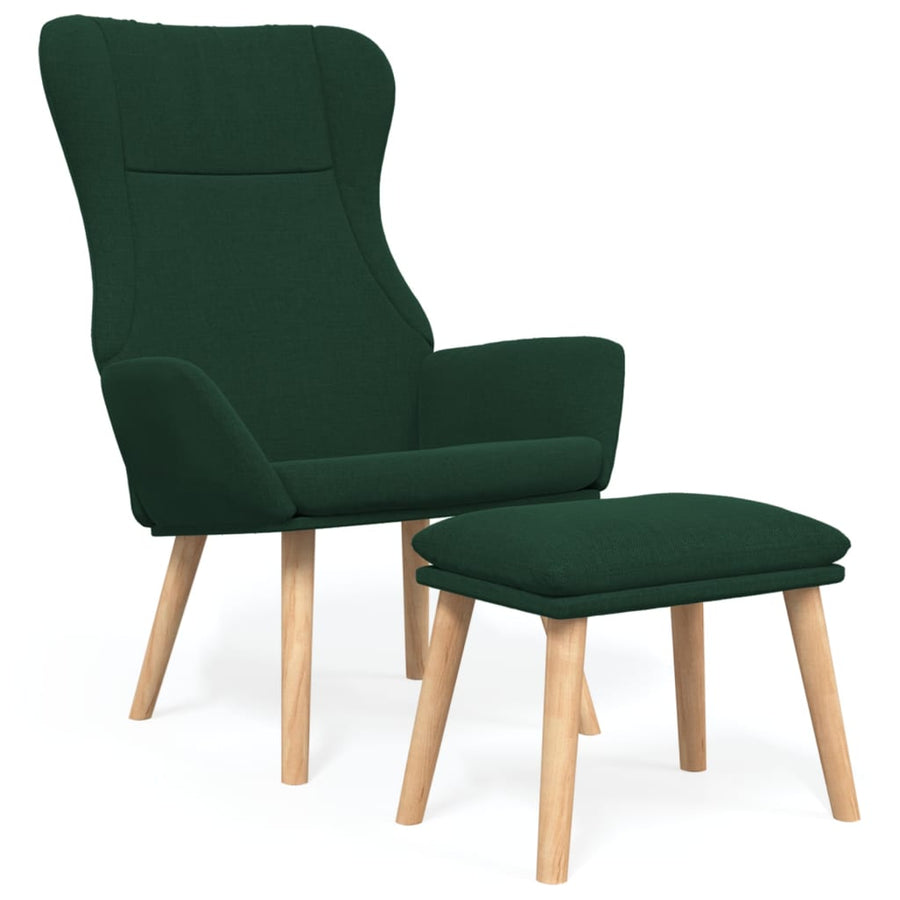 Relaxstoel met voetenbank stof donkergroen