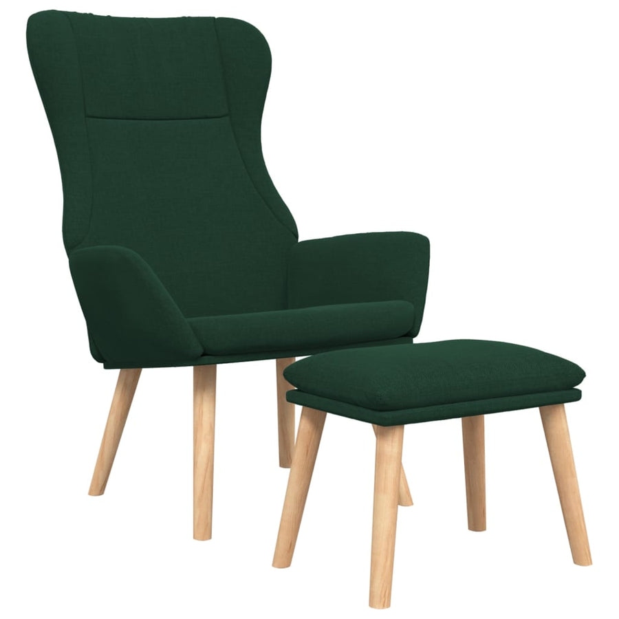 Relaxstoel met voetenbank stof donkergroen
