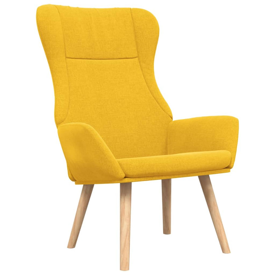 Relaxstoel met voetenbank stof mosterdgeel