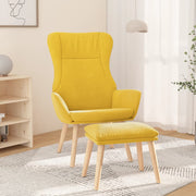 Relaxstoel met voetenbank stof mosterdgeel 70x77x94 cm