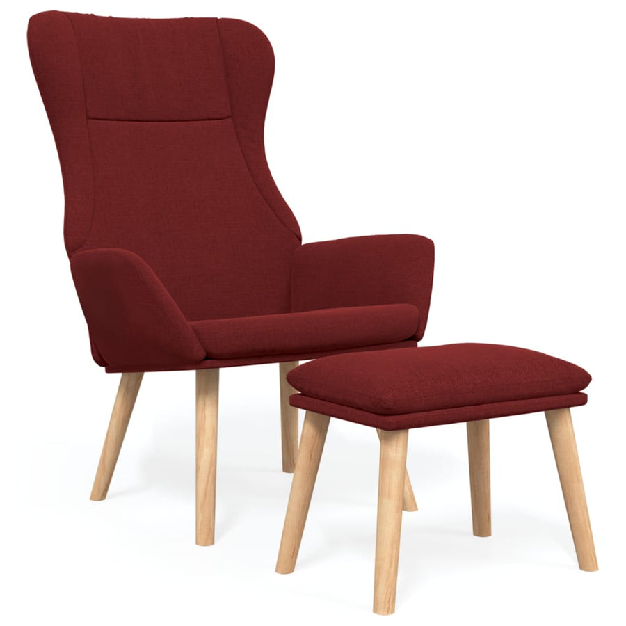 Relaxstoel met voetenbank stof wijnrood