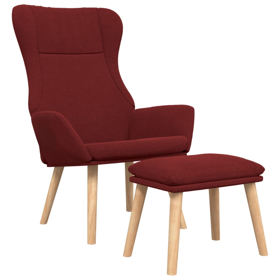 Relaxstoel met voetenbank stof wijnrood