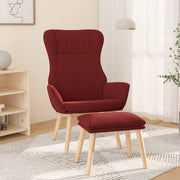 Relaxstoel met voetenbank wijnrood stof 70x77x94 cm