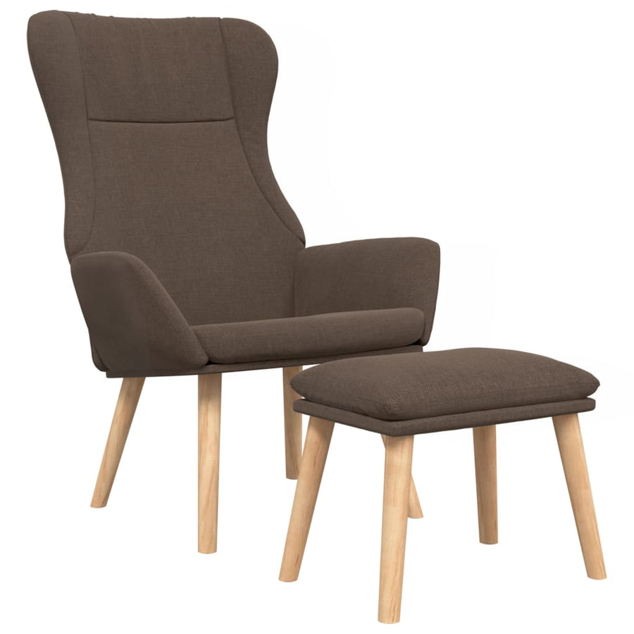 Relaxstoel met voetenbank stof taupe