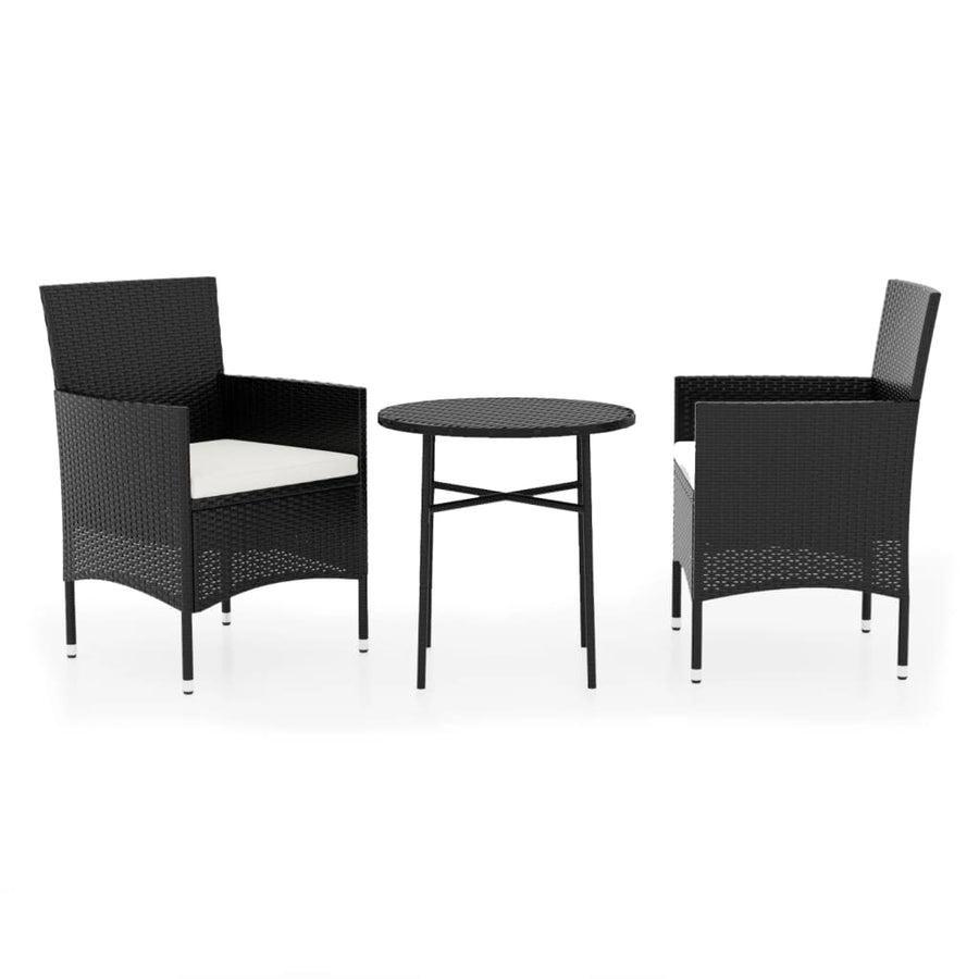 -Delige Tuinset Poly Rattan Zwart