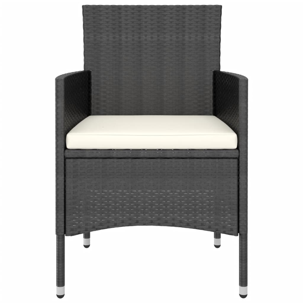 -Delige Tuinset Poly Rattan Zwart