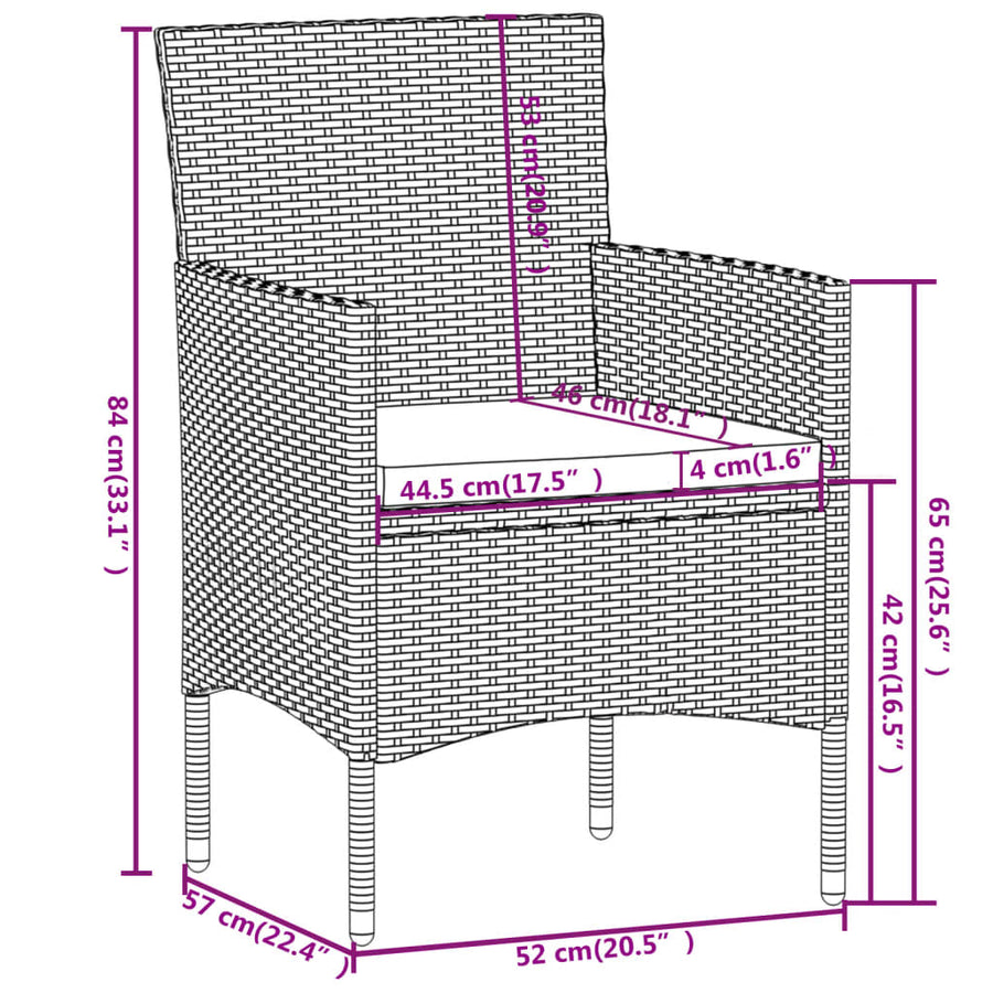 -Delige Tuinset Poly Rattan Zwart