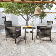 3-Piece Poly Rattan Garden Set, Grey