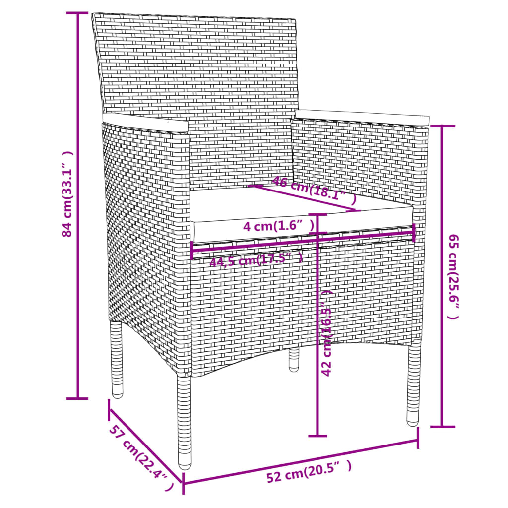 -Delige Tuinset Poly Rattan Grijs en bruin