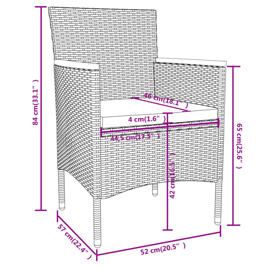-Delige Tuinset Poly Rattan Grijs en bruin