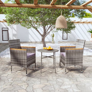 3-Piece Poly Rattan Garden Set, Grey