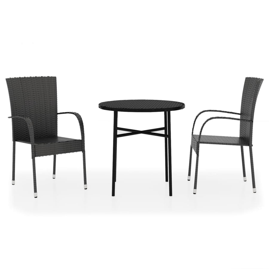 -Delige Tuinset Poly Rattan Zwart