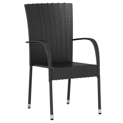 -Delige Tuinset Poly Rattan Zwart
