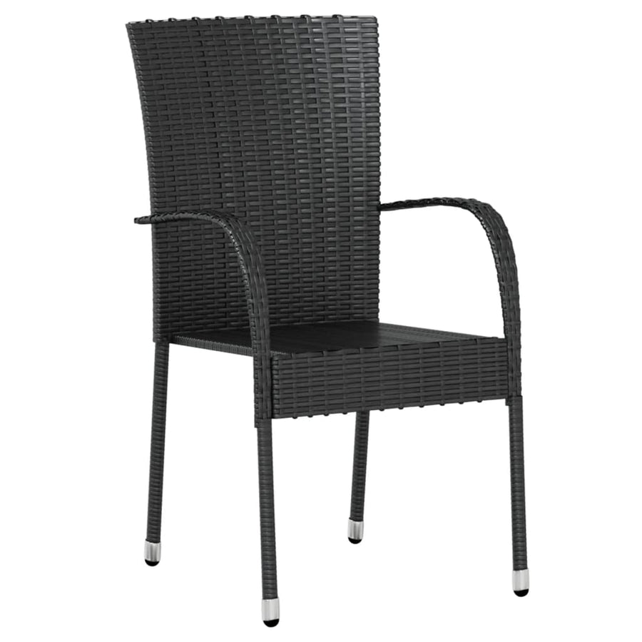 -Delige Tuinset Poly Rattan Zwart