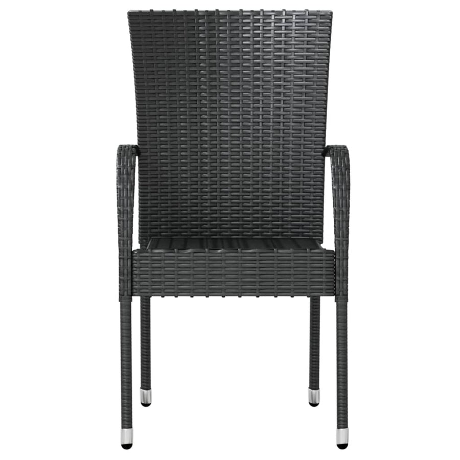 -Delige Tuinset Poly Rattan Zwart
