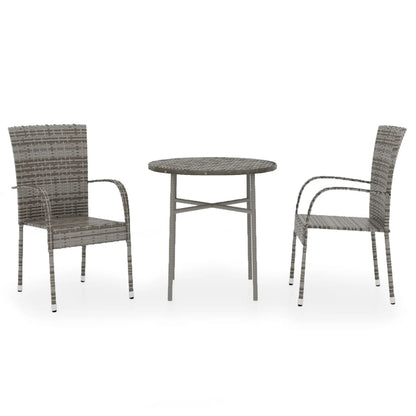 -Delige Tuinset Poly Rattan Grijs