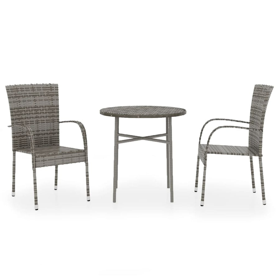 -Delige Tuinset Poly Rattan Grijs