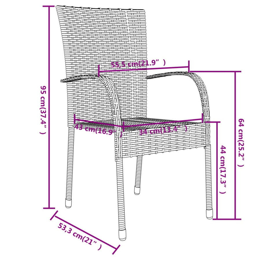 -Delige Tuinset Poly Rattan Grijs