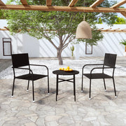 Tuinset poly rattan 3-delig zwart