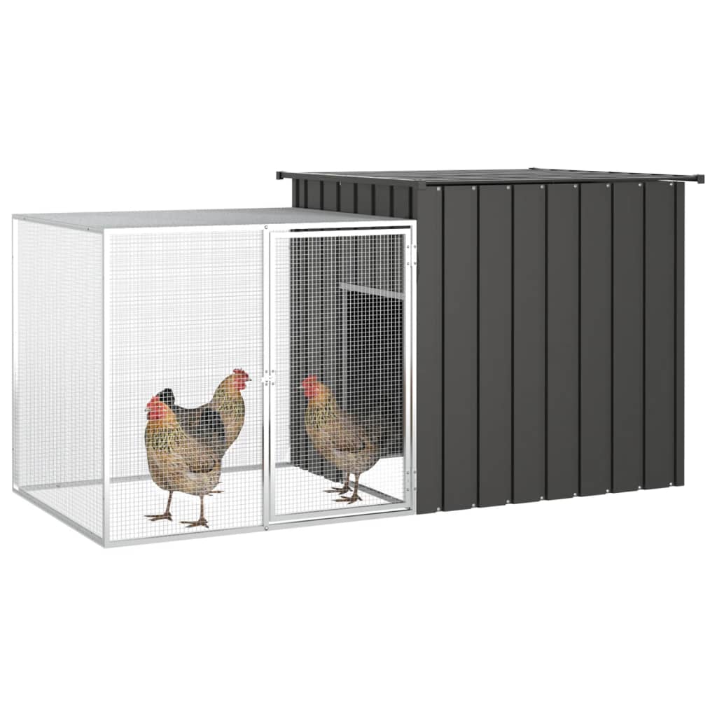 Kippenhok Gegalvaniseerd Staal Kleurig 200 x 91 x 100 cm Antraciet
