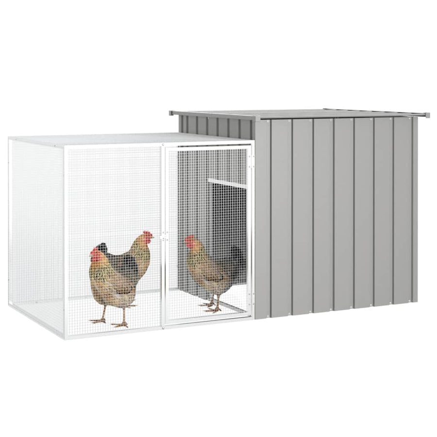 Kippenhok 200x91x100 cm gegalvaniseerd staal grijs 200 x 91 x 100 cm Grijs