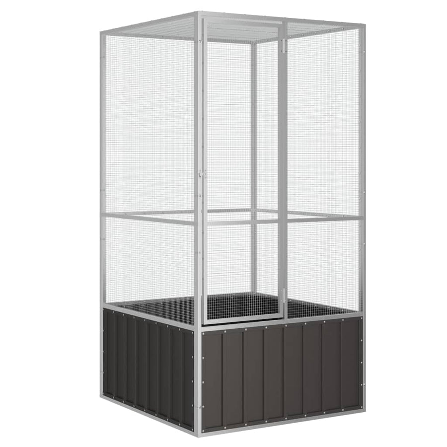 Vogelkooi 111x107x211,5 cm gegalvaniseerd staal antracietkleur 111 x 107 x 211.5 cm Antraciet