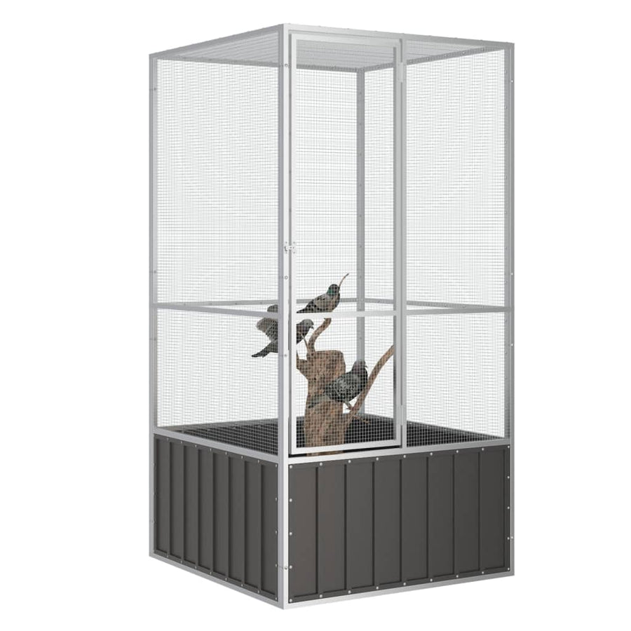 Vogelkooi 111x107x211,5 cm gegalvaniseerd staal antracietkleur 111 x 107 x 211.5 cm Antraciet