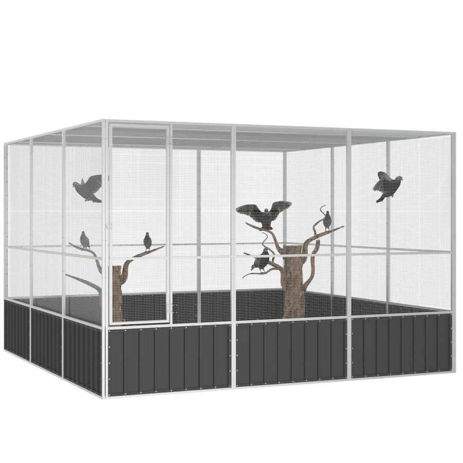 Vogelkooi 302,5x324,5x211,5 cm gegalvaniseerd staal antraciet 302.5 x 324.5 x 211.5 cm Antraciet