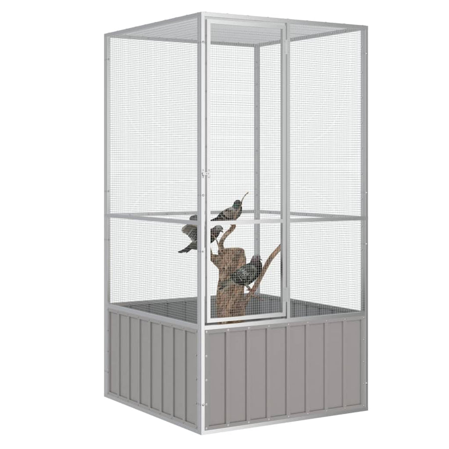 Vogelkooi 111X107X211,5 Cm Gegalvaniseerd Staal 111 x 107 x 211.5 cm Grijs