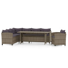 -Delige Loungeset Met Kussens Poly Rattan Grijs 3