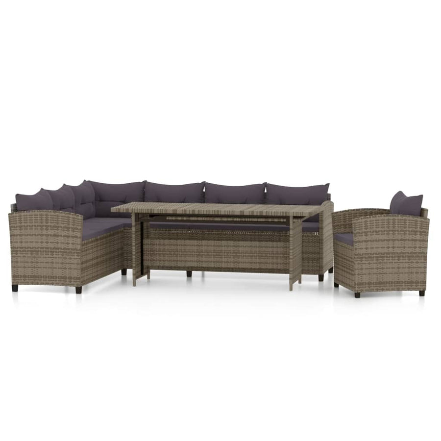-Delige Loungeset Met Kussens Poly Rattan Grijs 3