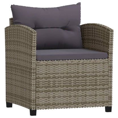 -Delige Loungeset Met Kussens Poly Rattan Grijs 3