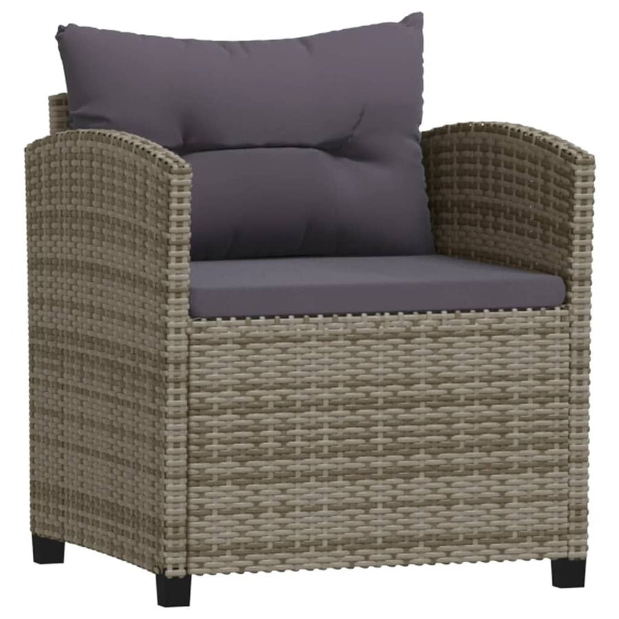 -Delige Loungeset Met Kussens Poly Rattan Grijs 3