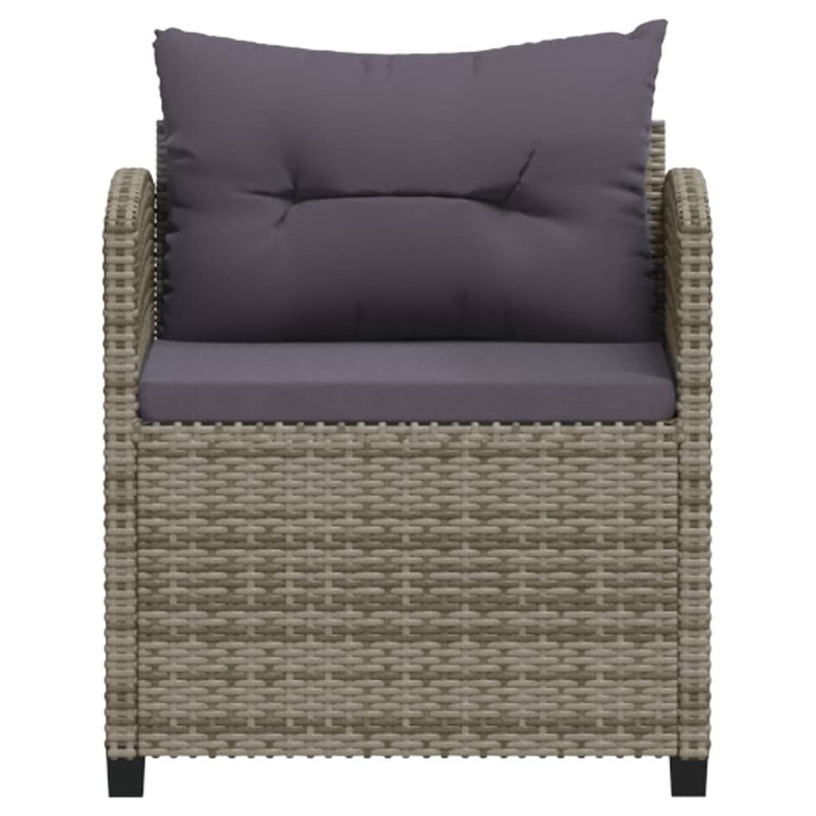 -Delige Loungeset Met Kussens Poly Rattan Grijs 3