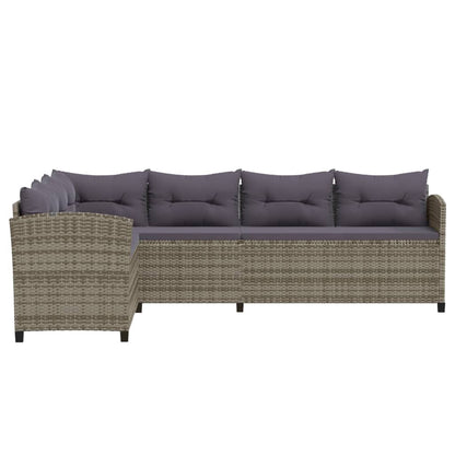 -Delige Loungeset Met Kussens Poly Rattan Grijs 3