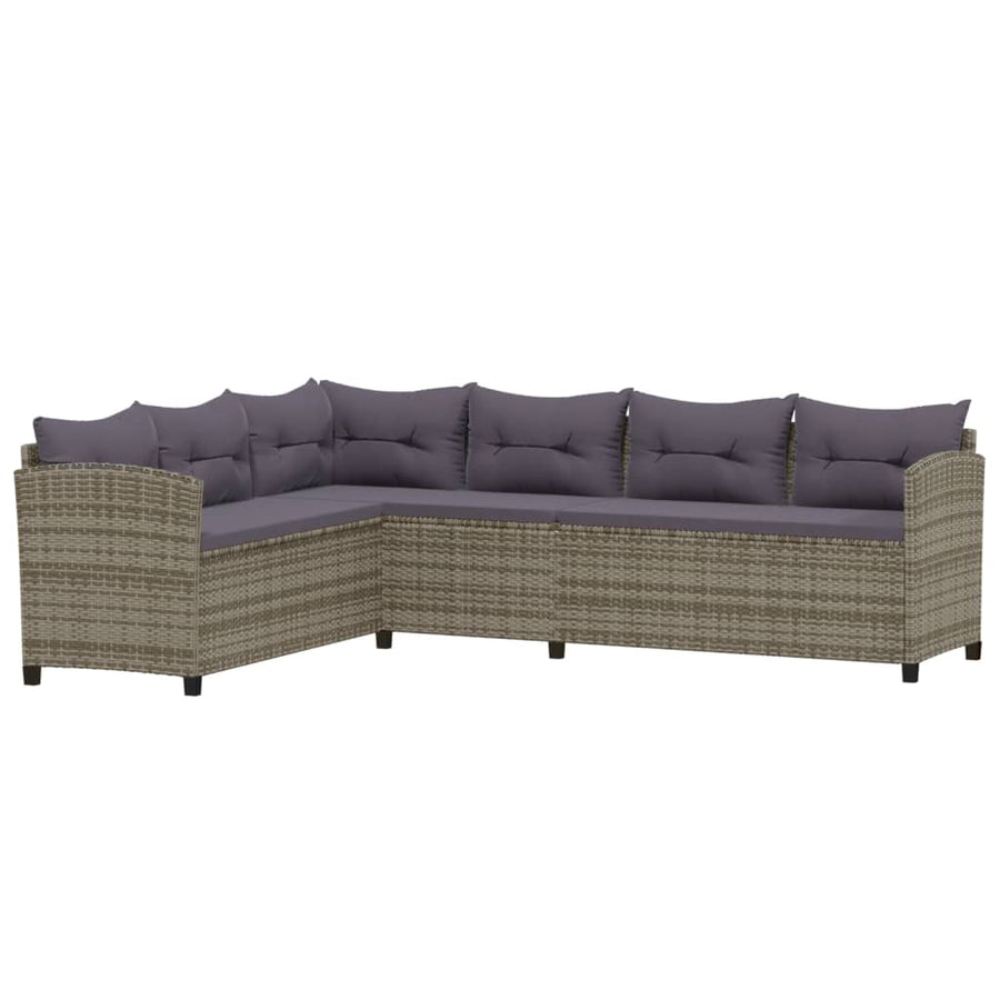 -Delige Loungeset Met Kussens Poly Rattan Grijs 3