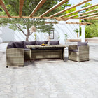 -Delige Loungeset Met Kussens Poly Rattan Grijs 3