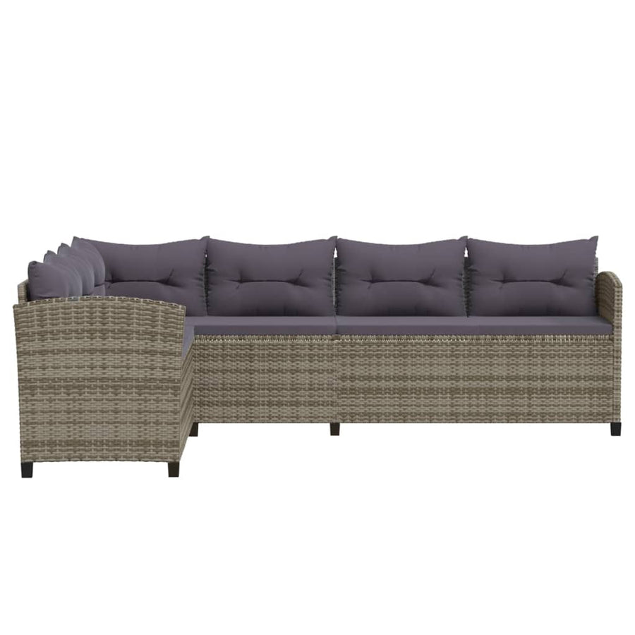-Delige Loungeset Met Kussens Poly Rattan Grijs 6