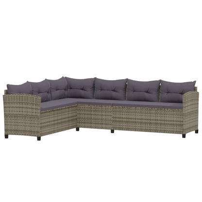 -Delige Loungeset Met Kussens Poly Rattan Grijs 6