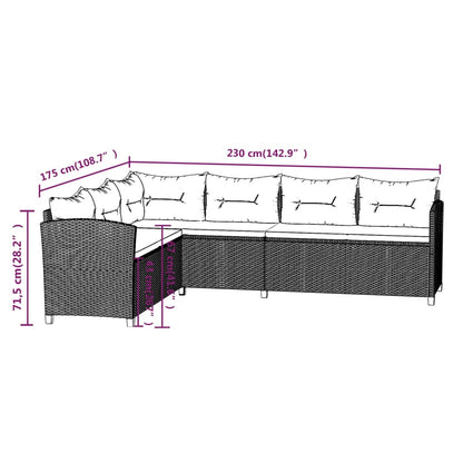 -Delige Loungeset Met Kussens Poly Rattan Grijs 6